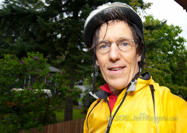 Jeff Rogers after a rainy bike ride