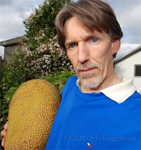 Jeff Rogers with a large jackfruit