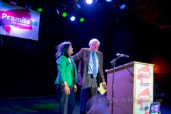 Pramila Jayapal and Bernie Sanders